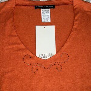 Burnt-Orange V-neck Sleeveless Blouse